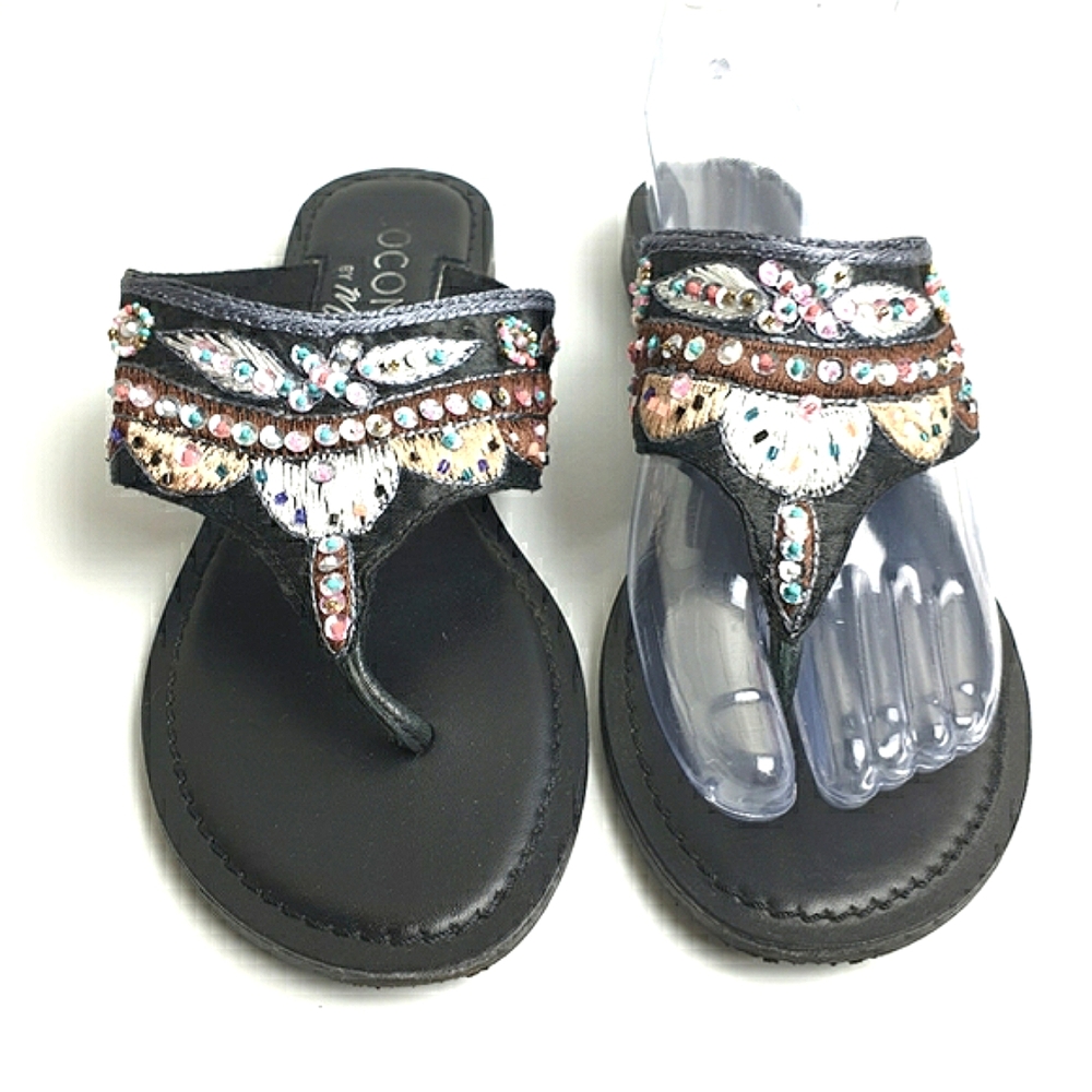Coconuts Matisse Chaka colorful embroidery sequin boho festival flip-flops size6